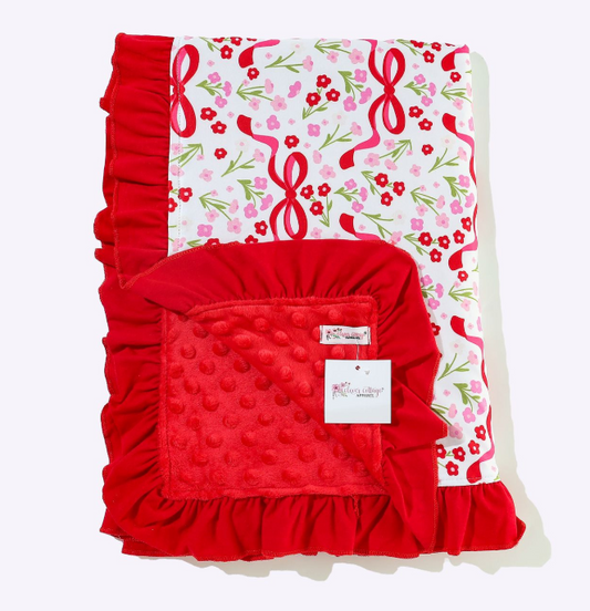 Red Ribbon Minky Blanket