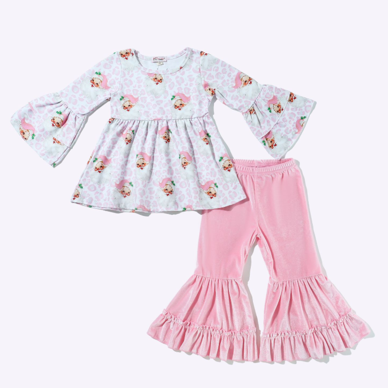 Pink Christmas Leo Girls Set