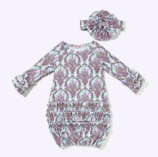 Lilac Fairytale Frames Baby Gown