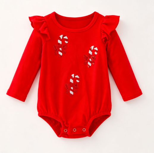 Candy Cane Sequin Romper