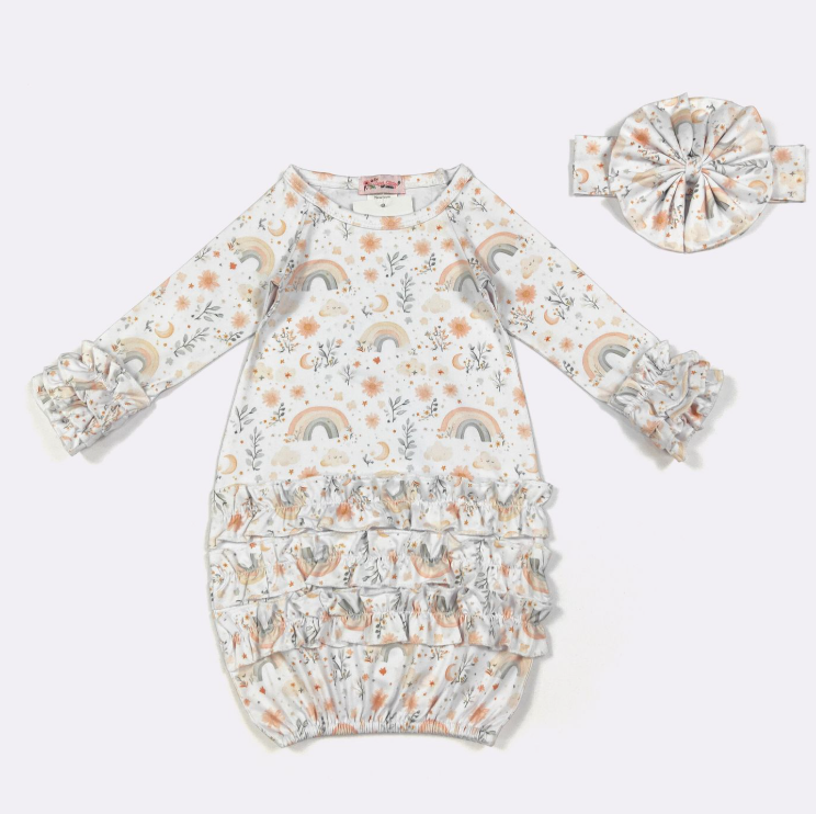 Rainbow Floral Baby Gown