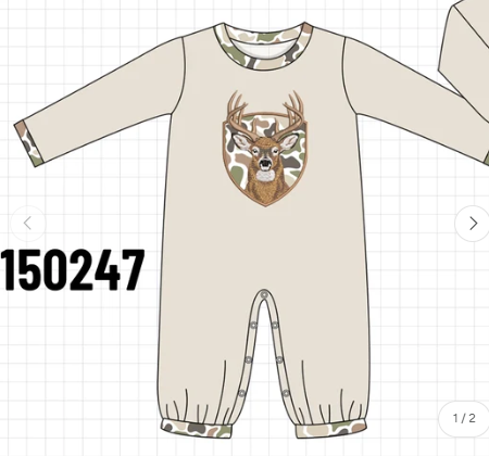 Camo Deer Applique Romper (ETA: 10/12/26)