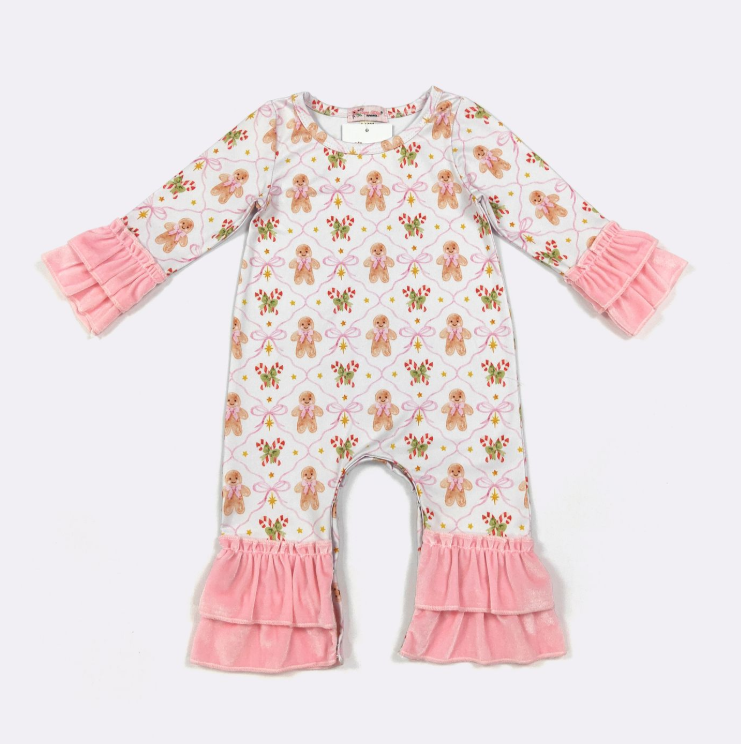 Pink Gingerbread Baby Romper
