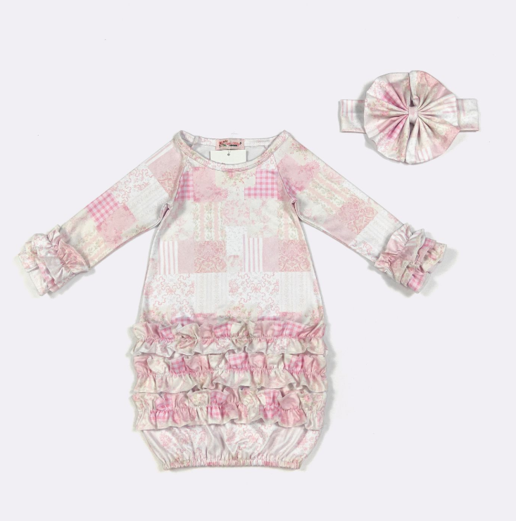 Shabby Pink Patch Baby Gown