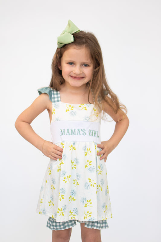 Teal Floral MAMA'S GIRL set