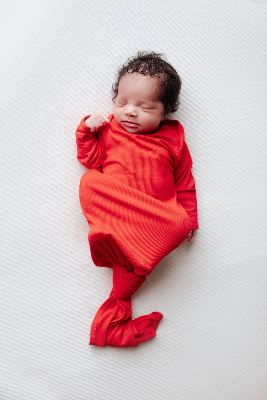 Ribbed Red Knotted Gown