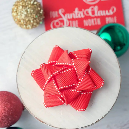 Red with White Stitch Gift Hair Bow