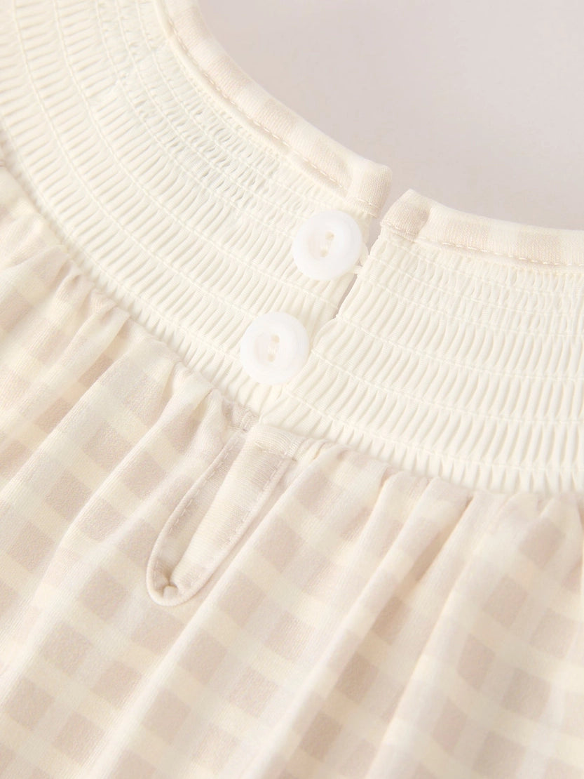 Fall Thanksgiving Apricot Plaid Turkey Embroidery Dress (ETA: Mid-July)