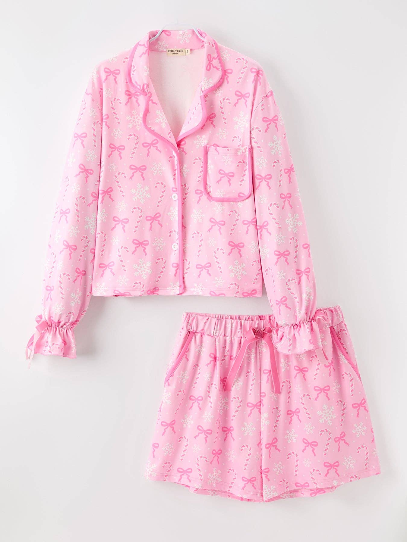 PREORDER: Mommy and Me Pink Christmas Candy Cane Print Pajama Set (ETA: Early October)