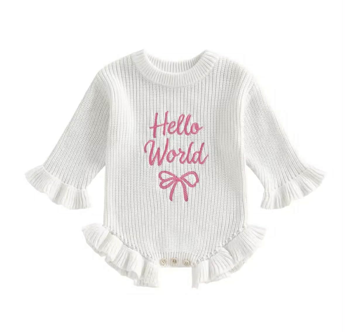 Hello World Embroidered Romper