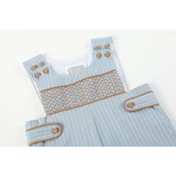 Blue Pinstripe Brown Smocked Jon Jons