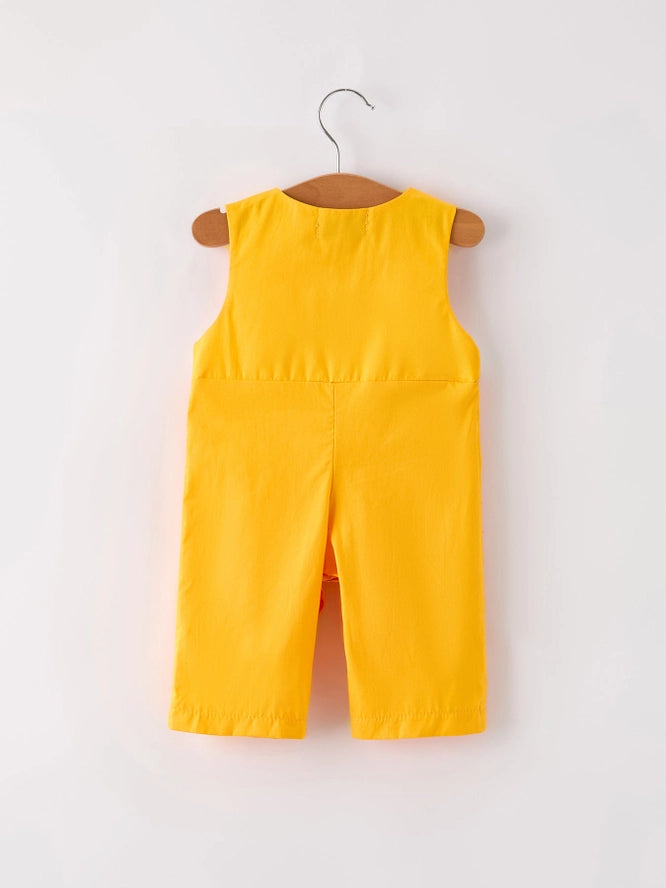Thanksgiving Turkey Embroidered Yellow Boys Romper (ETA: mid/late July)