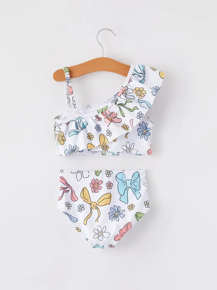 Daisy Bows One-Shoulder Swimsuit