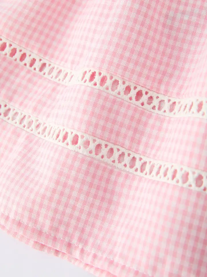 Pink Smocked Cross Girl Diaper Set