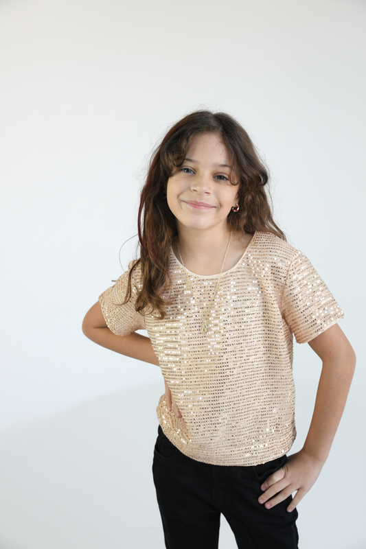 Sequins Short Sleeves Top