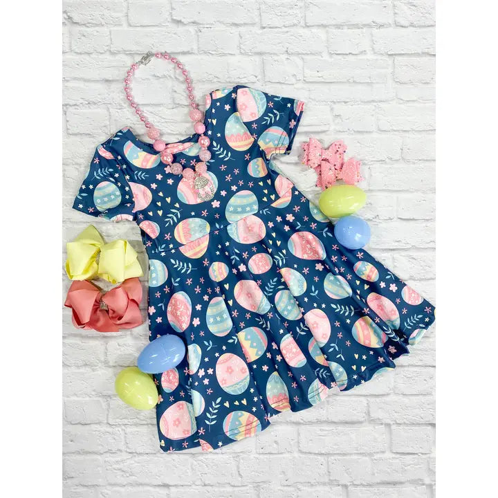 Navy Easter Egg Twirl Dress