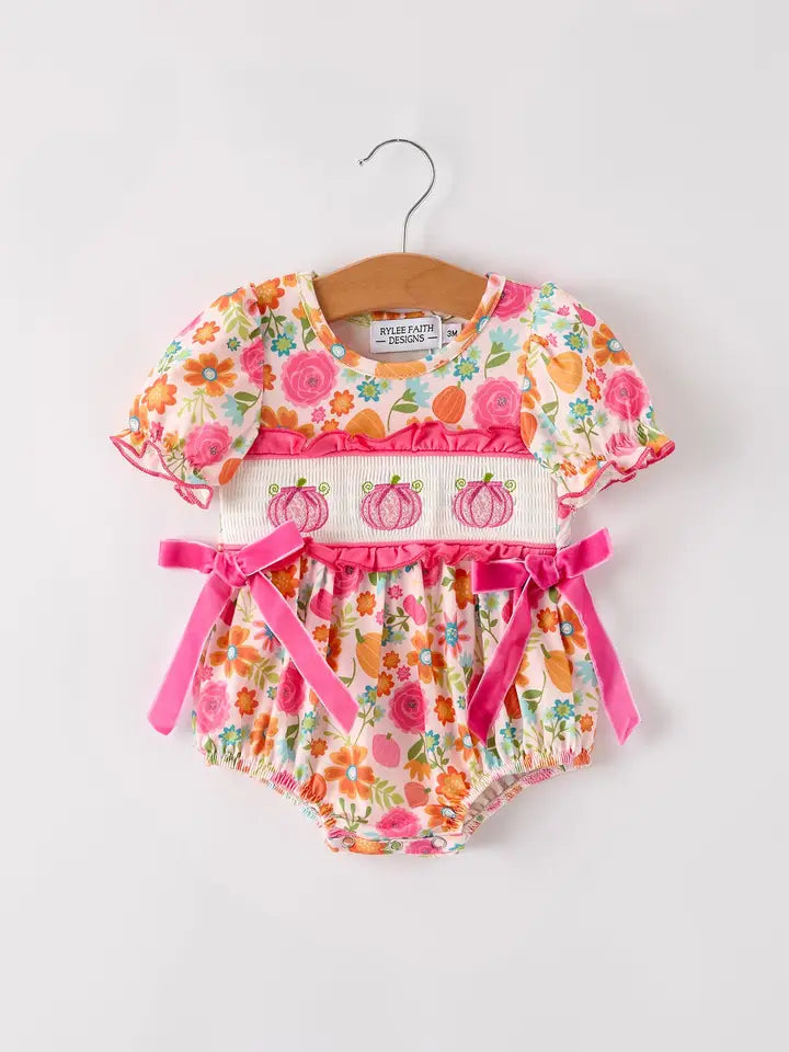 Pumpkin Petal Smock Romper