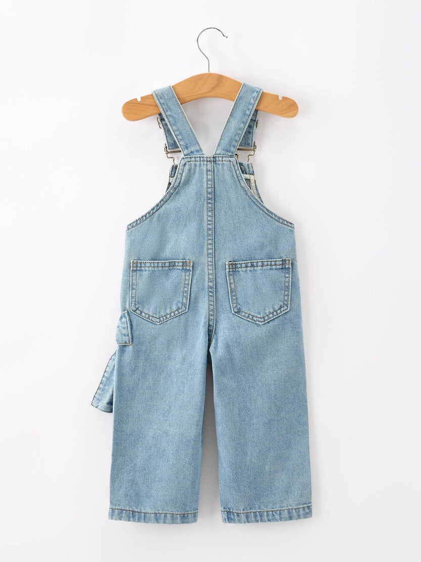 (PREORDER) Bow Denim Girl Overalls Wide Leg Jumpsuit (Arrival End of July)