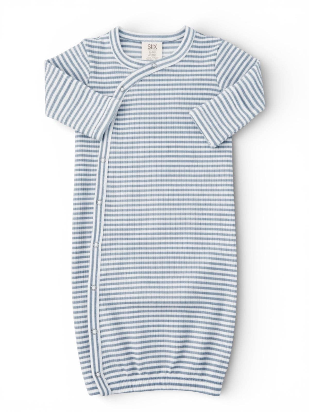 Dusty Blue Stripe / Ribbed Gown