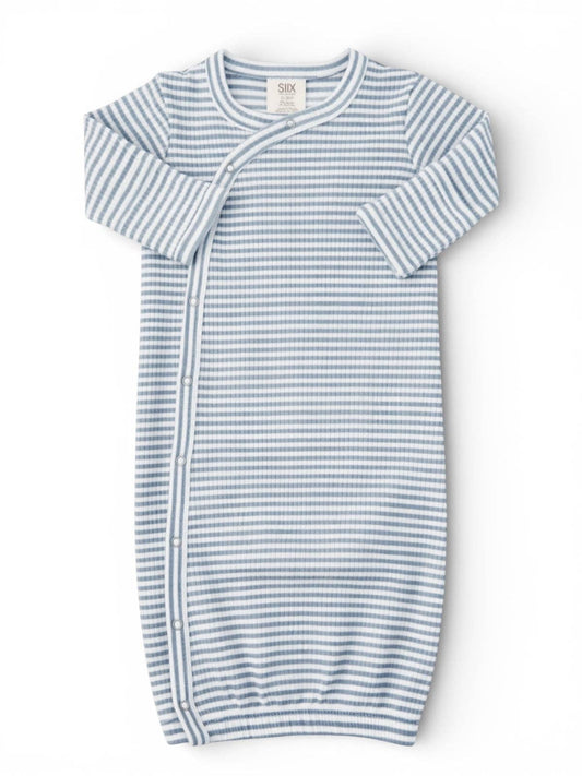 Dusty Blue Stripe / Ribbed Gown