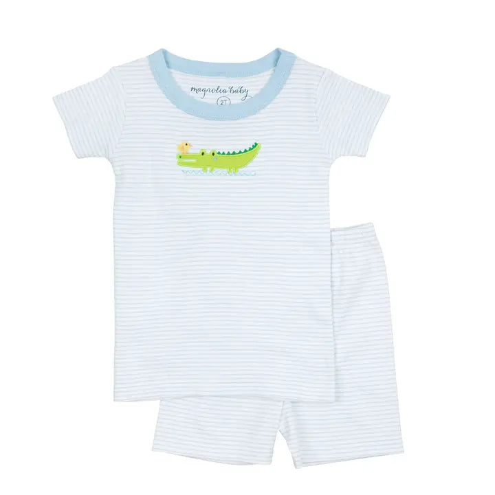 Bayou Babies Applique Short Pajamas - Light Blue (Magnolia Baby)