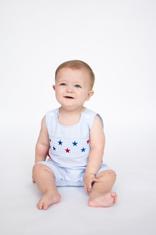 Red, White & Cute Boy Romper