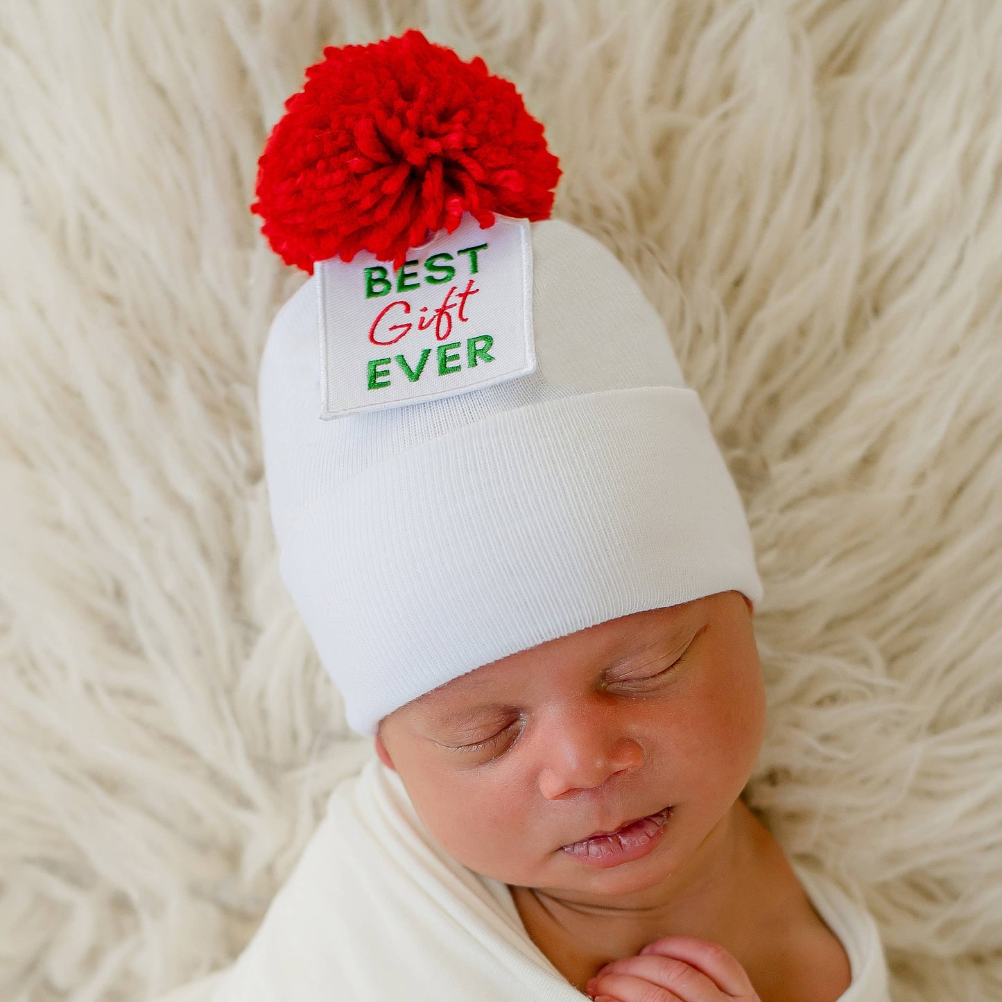Ilybean Striped BEST GIFT EVER TAG Newborn Christmas Hat