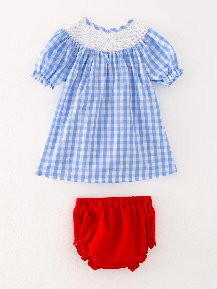 Farm Smocking Embroidered Girl Outfit