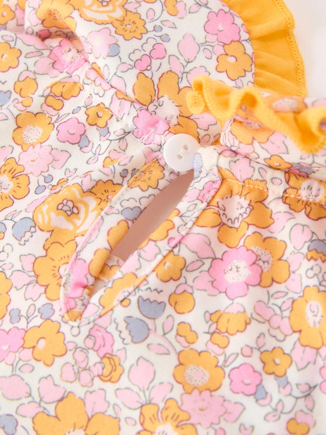 (PRESALE) Pumpkin Floral Girls Dress - (ETA End of July)