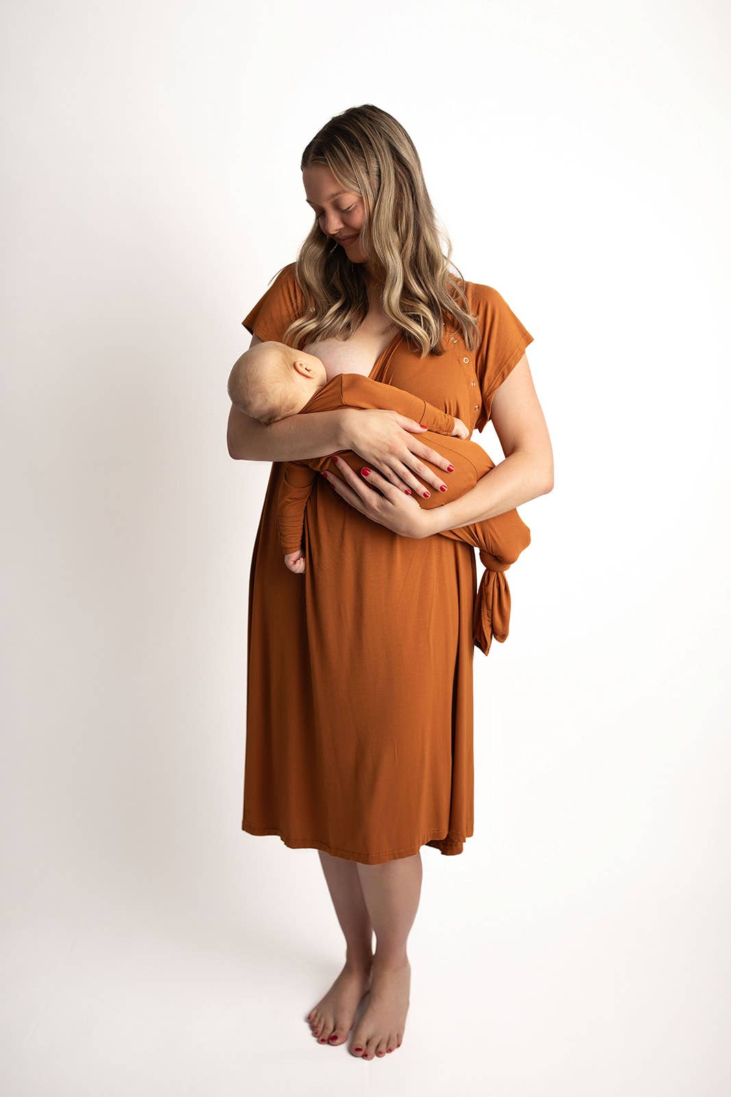 Saddle Orange Western Mommy Labor & Delivery/ Nursing Gown