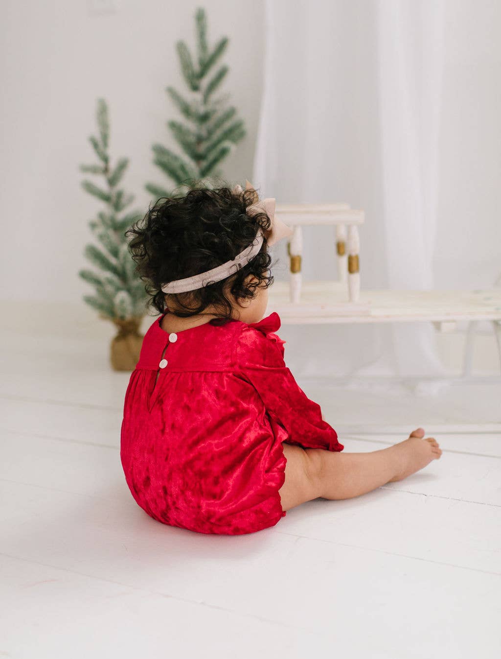 Hayley Romper in Red Crushed Velvet | Ollie Jay