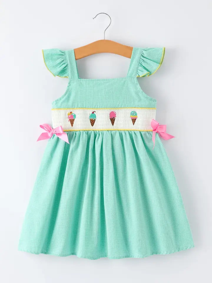 Ice Cream Embroidered Girl Dress