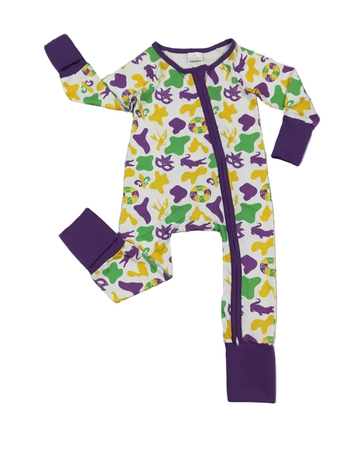Kids Camouflage Printed Mardi Gras Sleeper (Runs at LEAST one size BIG)