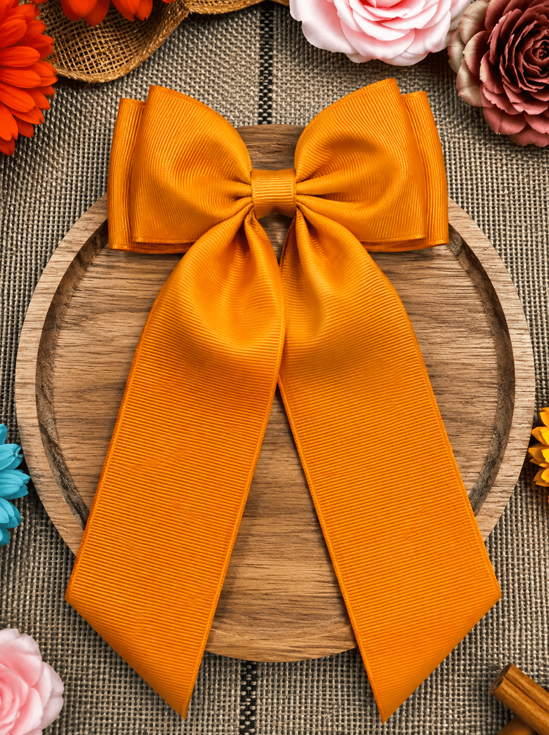 Double Looped Long Tail Boutique Hair Bow | Girls Grosgrain Hair Bow (9/8/26)