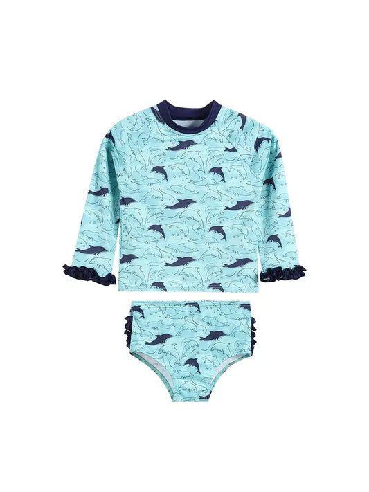 Dolphins Rashguard and Bottoms 2 Pc Set