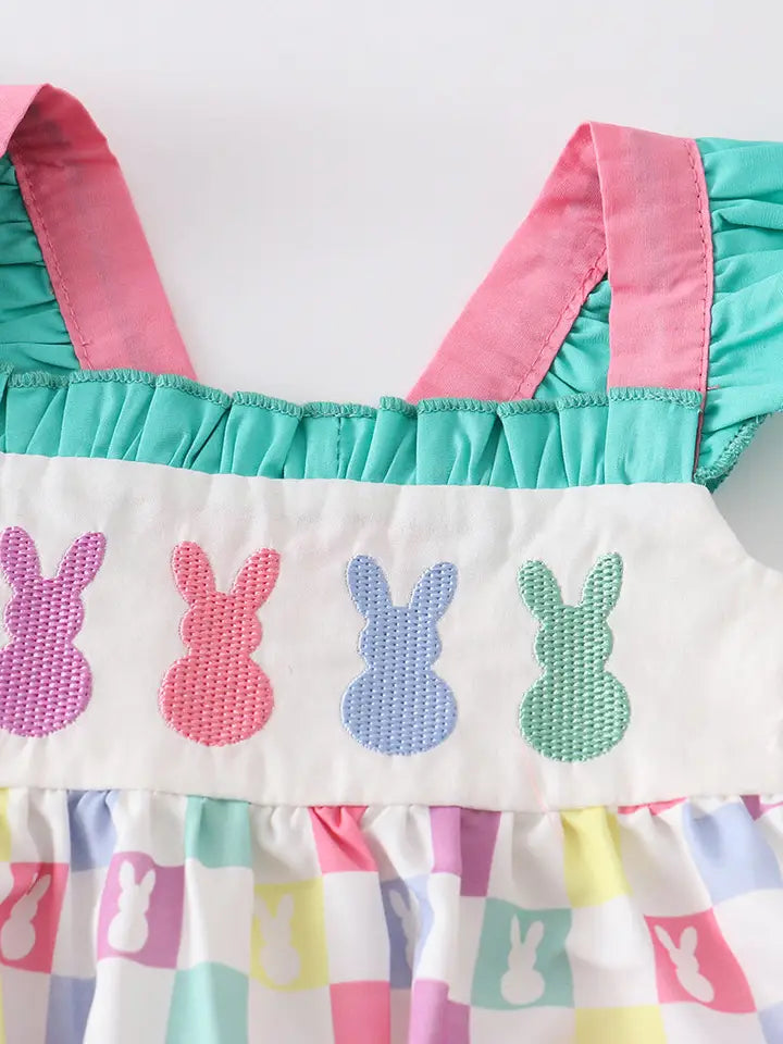 Colored Plaid Rabbit Ruffle Baby Romper(Special Deal)