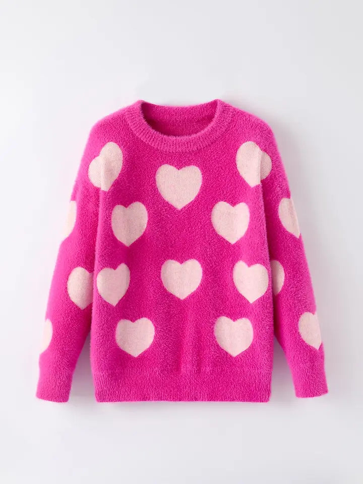 Pink Mommy & Me Heart Print Knit Pullover Sweater (sold separately)