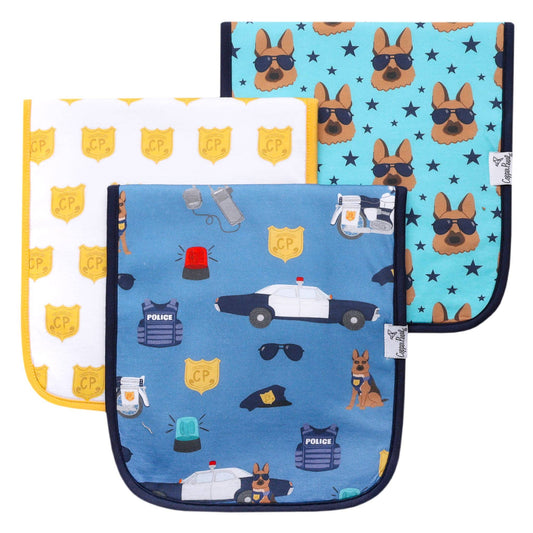 3 Pack Premium Burp Cloths - Policemen
