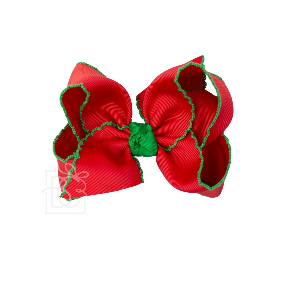Crochet Edge Ribbon (Red w/ Emerald)