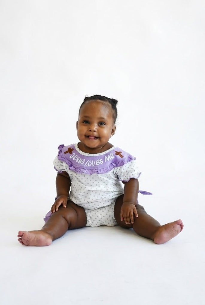 Purple Jesus Loves Me Romper