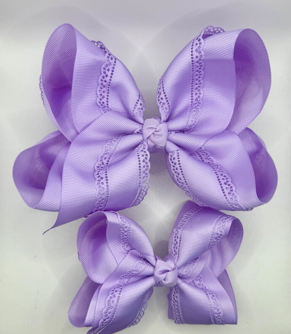 Purple Eyelet Bow 6"
