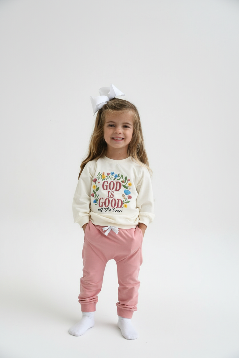 God is Good Embroidered Jogger Set