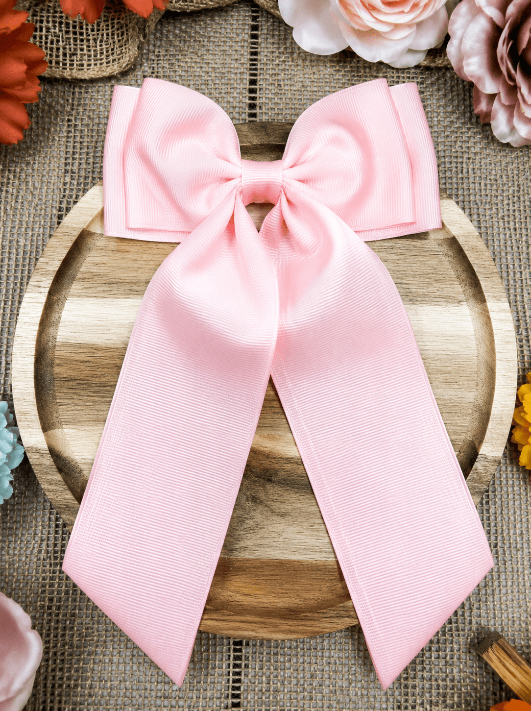 Double Looped Long Tail Boutique Hair Bow | Girls Grosgrain Hair Bow (9/8/26)