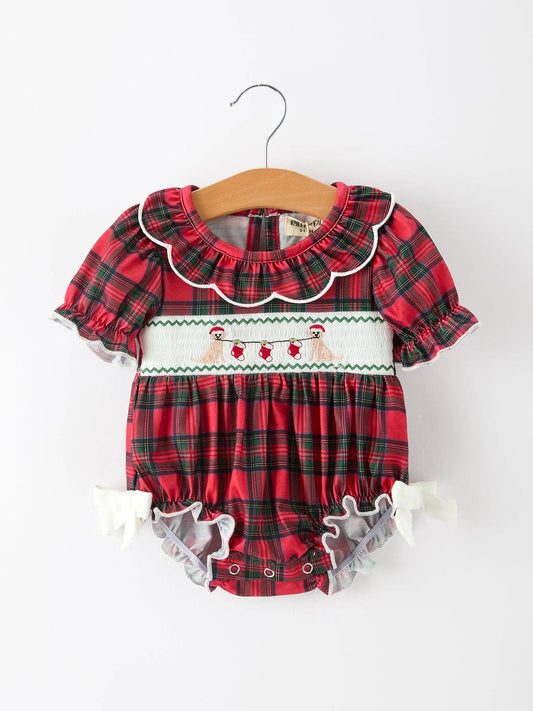 Christmas Pups Plaid Bubble