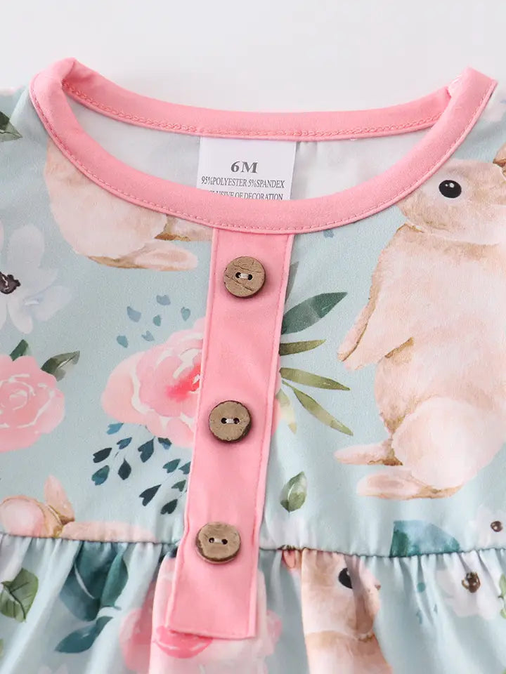 Blue Rabbit Floral Baby Romper(Special Deal)