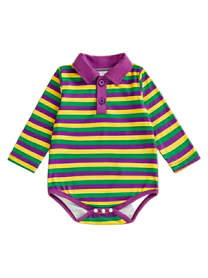 Mardi Stripes Collared Romper (odd sizing)