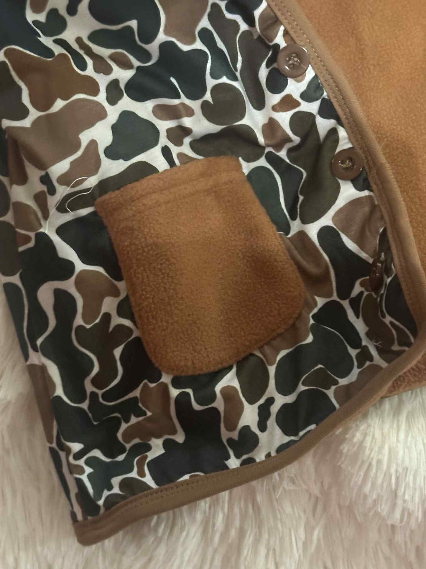 Camo Fleece Lined Hooded Coat