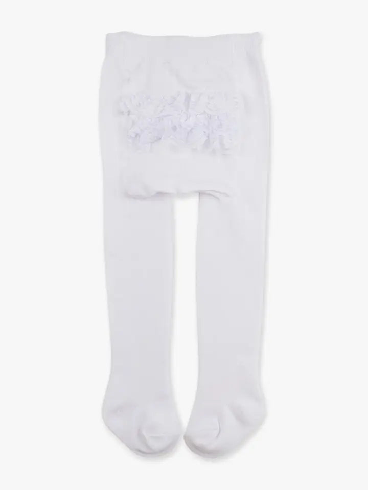 Girls White Footed Rufflebutt Tights
