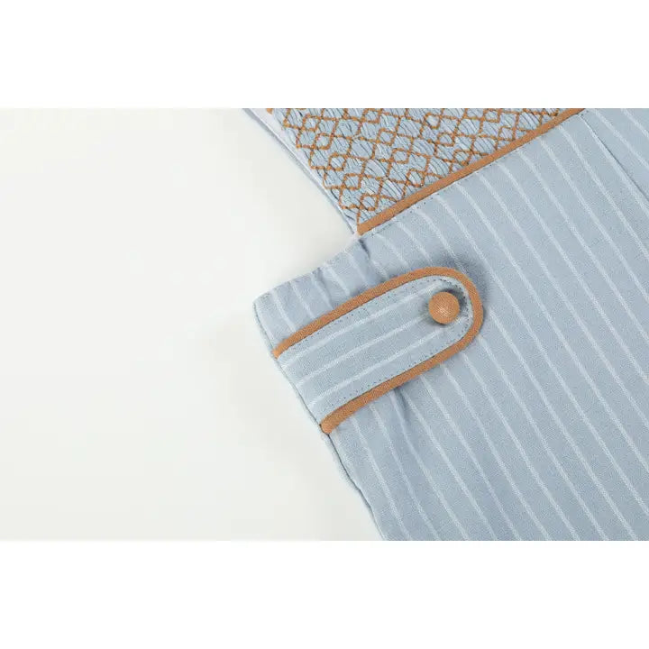Blue Pinstripe Brown Smocked Jon Jons
