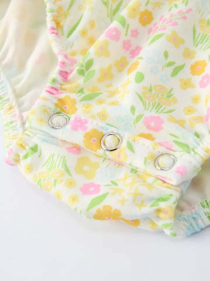 Spring Floral Smocked Baby Girl Romper